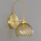 Wandleuchte in Messing mit einem Licht, Satin Gold Finish, mundgeblasenes Glas in Bronze farbe A.10032/1