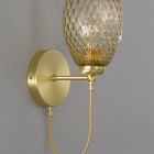 Wandleuchte in Messing mit einem Licht, Satin Gold Finish, mundgeblasenes Glas in Bronze farbe A.10033/1