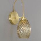 Wall lamp in brass with one light , satin gold finish, blown glass bronze color. A.10033/1
