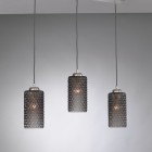 Suspension lamp with three lights, Nickel finish, blown glass in Smoked color. B.10000 /3
