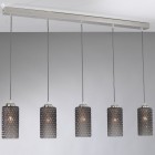 Suspension lamp with five lights, Nickel finish, blown glass in Smoked color B.10000/5