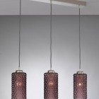 Suspension lamp with 3 lights, Nickel finish, blown glass in Ametyst color B.10001/3