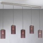 Suspension lamp with 5 lights, Nickel finish, blown glass in Ametyst color B.10001/5