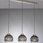 Suspension lamp with 3 lights, Nickel finish, blown glass in Smoked color B.10003/3