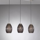 Suspension lamp with 3 lights, Nickel finish, blown glass in Smoked color B.10007/3