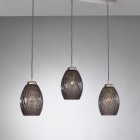 Suspension lamp with 3 lights, Nickel finish, blown glass in Smoked color B.10007/3