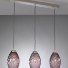 Suspension lamp with 3 lights, Nickel finish, blown glass in Ametyst color B.10008/3