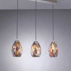 Suspension lamp with three lights, Nickel finish, blown glass multicolored Murrina B.10009/3