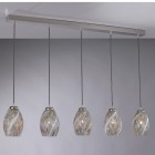 Suspension lamp with 5 lights, Nickel finish, blown glass multicolored B.10015/5