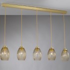 Suspension lamp, satin gold finish, blown glass in bronze color B.10033/5