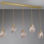 Suspension lamp in brass with five lights , satin gold finish, blown glass multicolored Murrina  B.10034/5