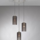 Suspension lamp with 3 lights, Nickel finish, blown glass in Smoked color L.10000/3