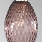 Pendelleuchte mit 5 Lichtern, Nickel-Finish, mundgeblasenes Glas in Ametystfarbe L.10008/5