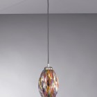 Pendelleuchte mit einem Licht, Nickel-Finish, mundgeblasenes Glas mehrfarbig Murrina L.10009/1