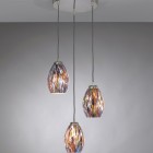 Suspension lamp with 3 lights, Nickel finish, blown glass multicolored Murrina L.10009/3
