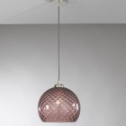 Suspension lamp with one light, Nickel finish, blown glass in Amethyst color  L.10012/1