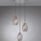 Suspension lamp with 5 lights, Nickel finish, blown glass multicolored Murrina L.10015/5