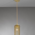 Lampada a sospensione ad una luce, in ottone, finitura Oro satinato, vetro soffiato colore bronzo  L.10030/1