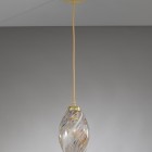 Suspension lamp in brass with one light , satin gold finish, blown glass multicolored Murrina  L.10034/1