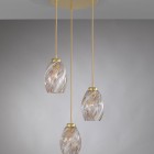Suspension lamp in brass with 3 lights , satin gold finish, blown glass multicolored Murrina  L.10034/3
