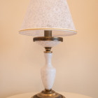 Classic bedside lamp in brass, lampshade in Ricamo fabric. P.8290 P