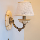 Classic brass wall lamp, lampshade in Ricamo fabric. A.7040/1