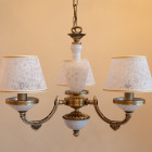 Classic brass chandelier, Embroidery fabric lampshade. L.8290/3