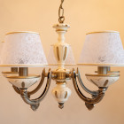 Classic brass chandelier, Embroidery fabric lampshade. L.7040/5