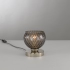 Nachttischlampe Nickel-Finish, mundgeblasenes Glas in rauchige farbe. P.10003/1