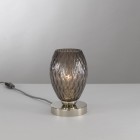 Nachttischlampe Nickel-Finish, mundgeblasenes Glas in rauchige farbe. P.10007/1