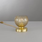 Lampada da comodino, in ottone, finitura Oro satinato, vetro soffiato colore bronzo  P.10032/1