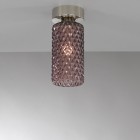 Deckenlampe, Nickel-Finish, mundgeblasenes Glas in Ametyst farbe. PL.10001/1