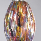 Lampada a sospensione ad una luce, finitura Nichel, vetro soffiato multi colore Murrina  L.10009/1